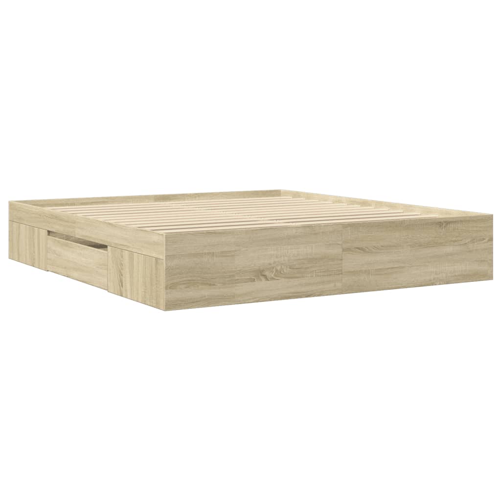 Bedframe zonder matras hout sonoma eikenkleurig 180x200 cm is nu te koop bij PeponiXL, paradijselijk wonen!