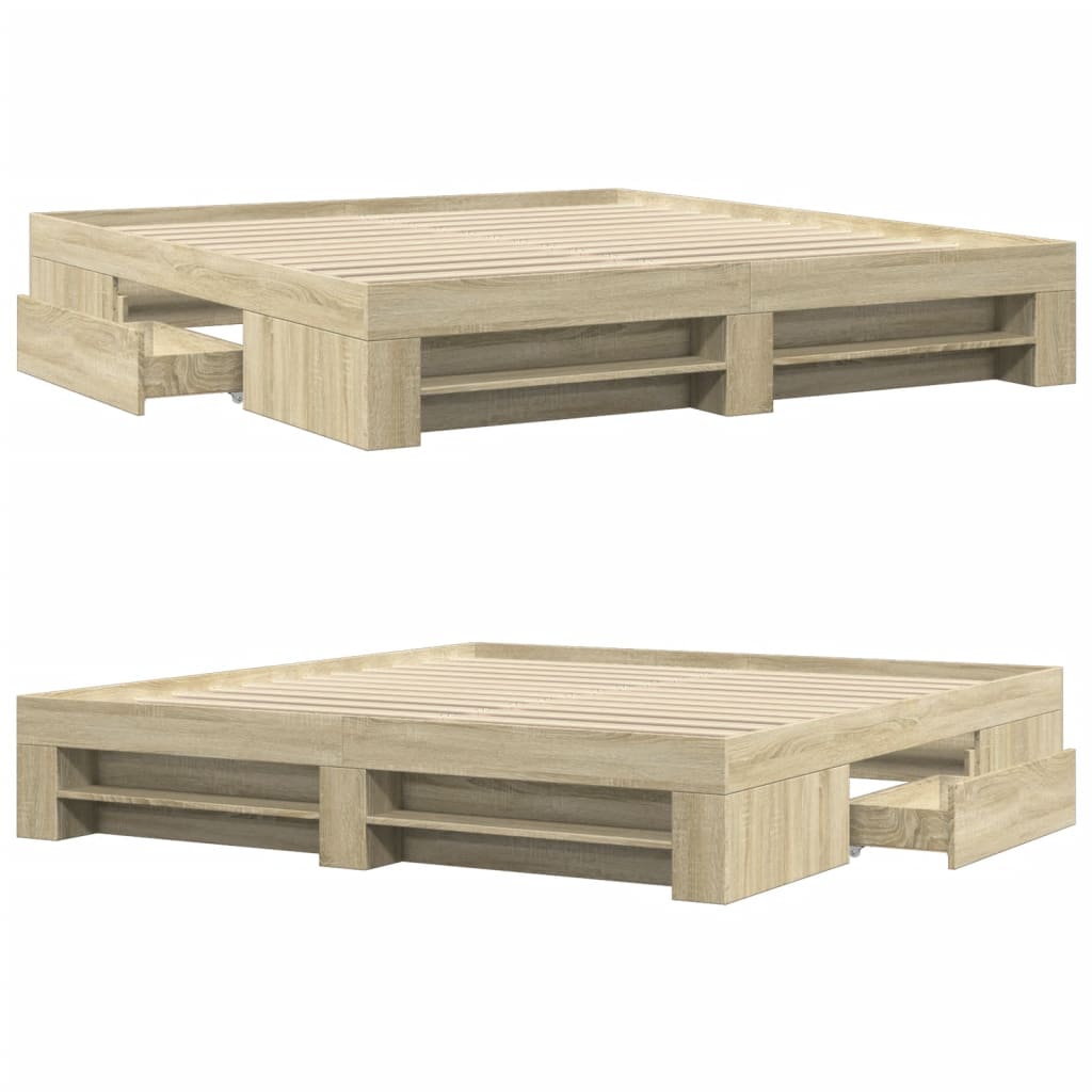 Bedframe zonder matras hout sonoma eikenkleurig 180x200 cm is nu te koop bij PeponiXL, paradijselijk wonen!