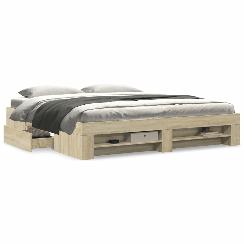 Bedframe zonder matras hout sonoma eikenkleurig 180x200 cm is nu te koop bij PeponiXL, paradijselijk wonen!