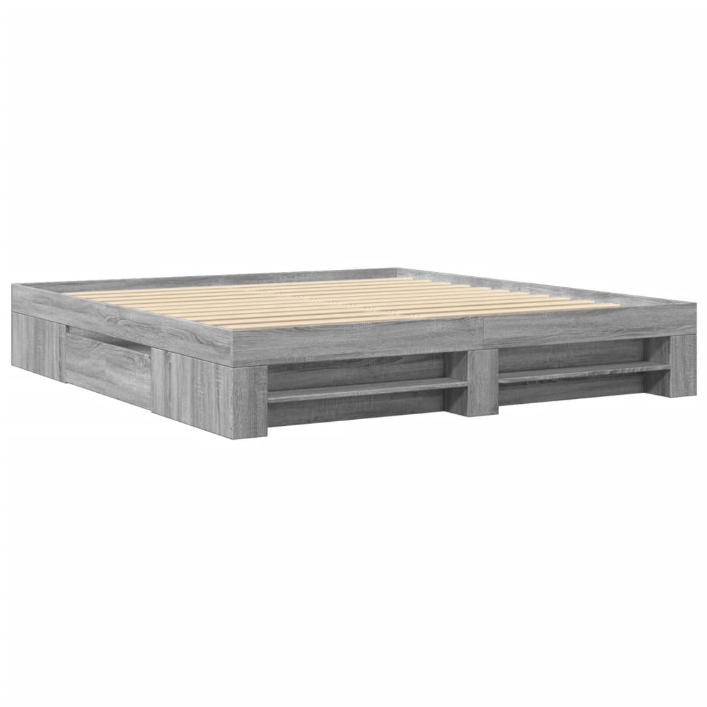 Bedframe zonder matras 180x200 cm spaanplaat grijs Sonoma is nu te koop bij PeponiXL, paradijselijk wonen!