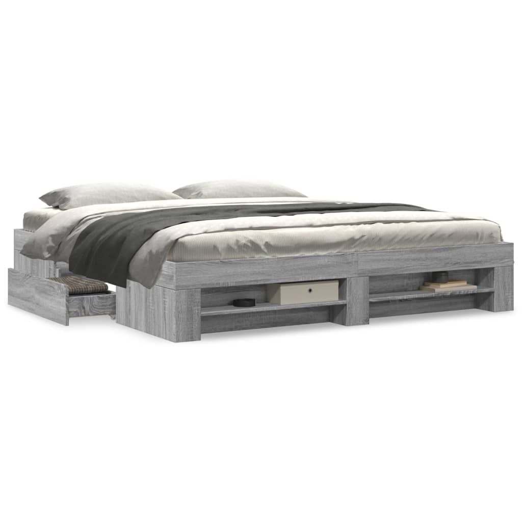 Bedframe zonder matras 180x200 cm spaanplaat grijs Sonoma is nu te koop bij PeponiXL, paradijselijk wonen!