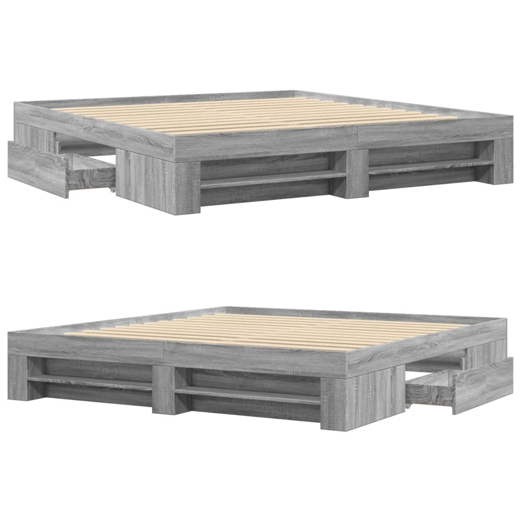 Bedframe zonder matras 180x200 cm spaanplaat grijs Sonoma is nu te koop bij PeponiXL, paradijselijk wonen!