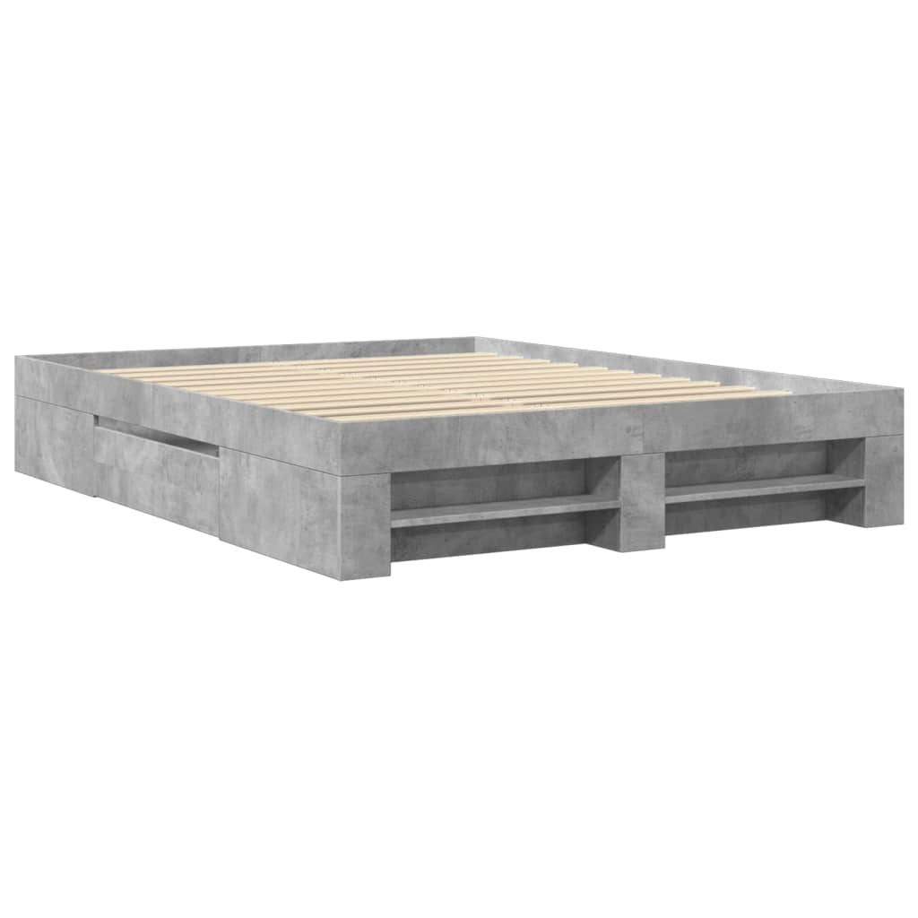 Bedframe zonder matras 160x200 cm spaanplaat betongrijs is nu te koop bij PeponiXL, paradijselijk wonen!