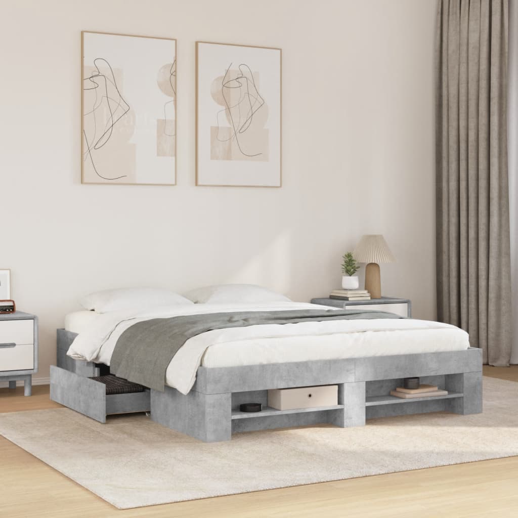 Bedframe zonder matras 160x200 cm spaanplaat betongrijs is nu te koop bij PeponiXL, paradijselijk wonen!