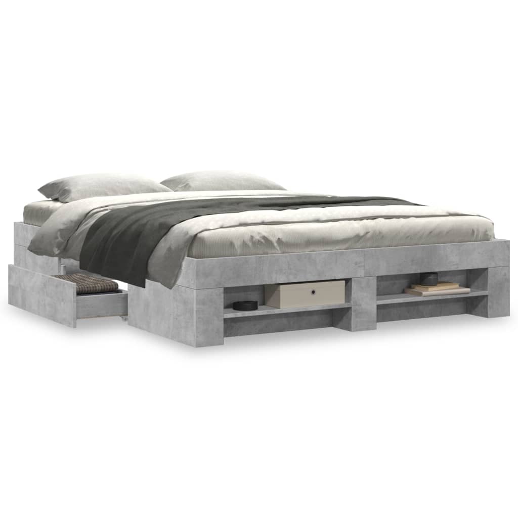 Bedframe zonder matras 160x200 cm spaanplaat betongrijs is nu te koop bij PeponiXL, paradijselijk wonen!