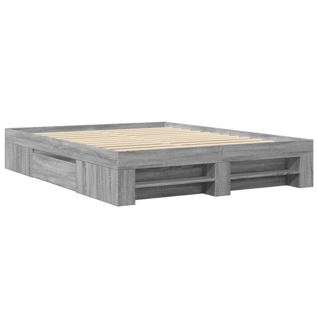 Bedframe zonder matras 160x200 cm spaanplaat grijs Sonoma is nu te koop bij PeponiXL, paradijselijk wonen!