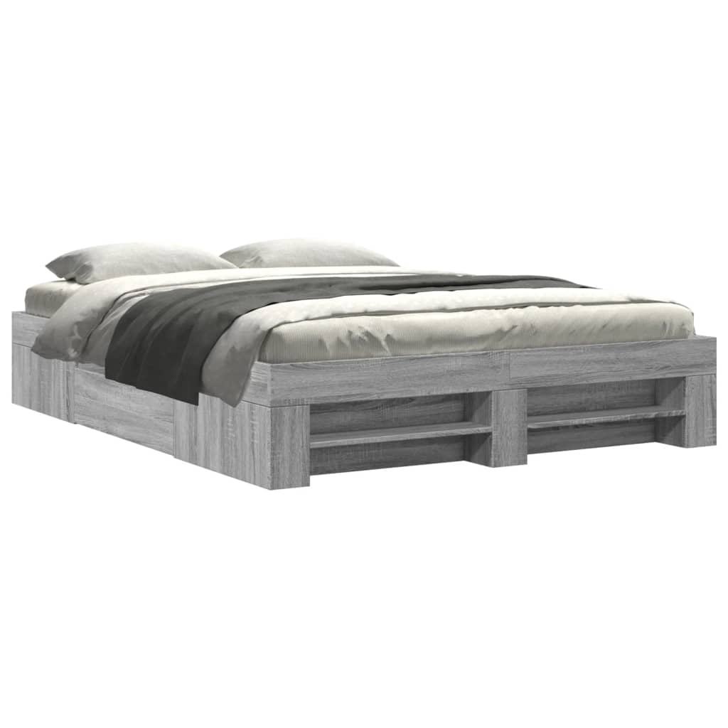 Bedframe zonder matras 160x200 cm spaanplaat grijs Sonoma is nu te koop bij PeponiXL, paradijselijk wonen!