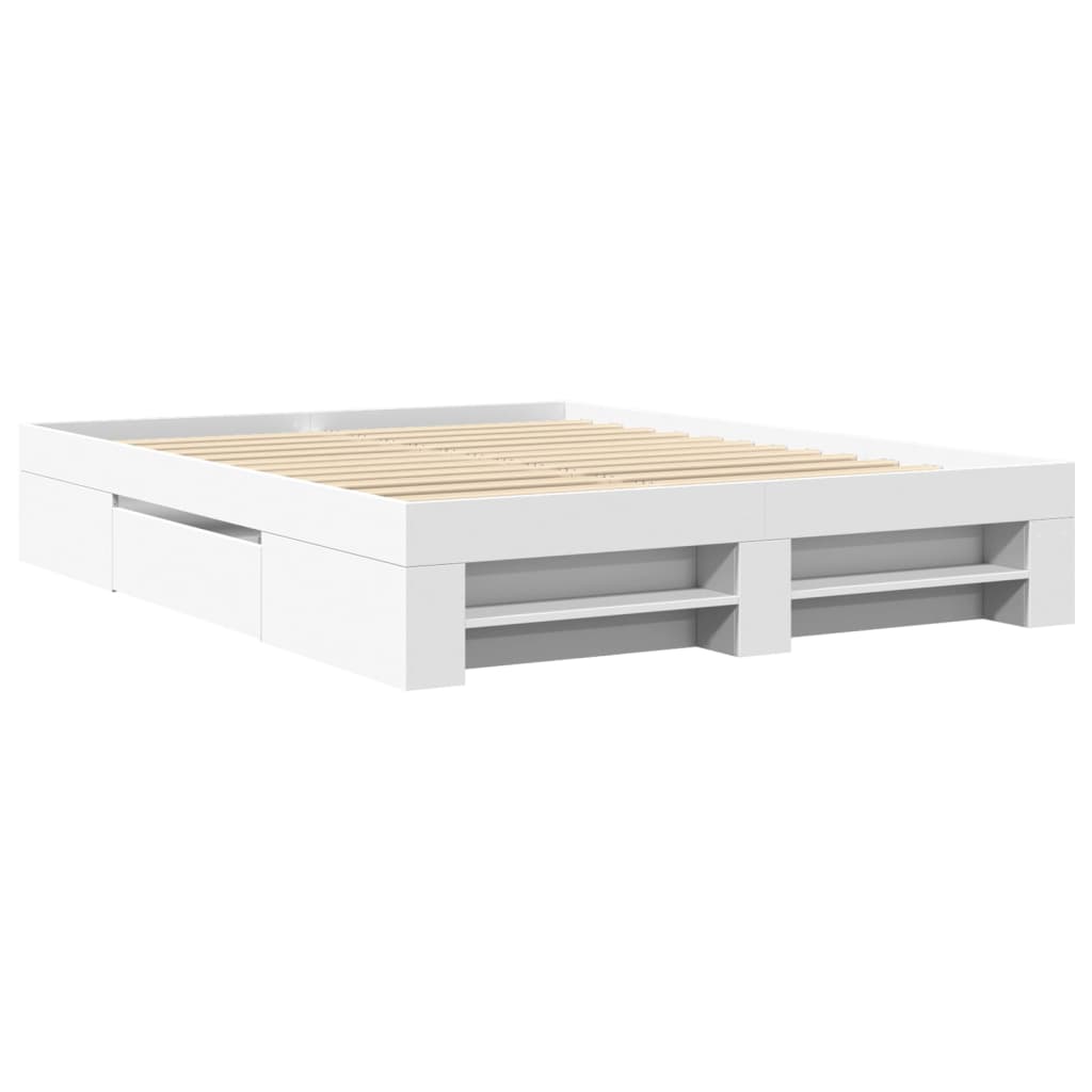 Bedframe bewerkt hout wit 150x200 cm is nu te koop bij PeponiXL, paradijselijk wonen!