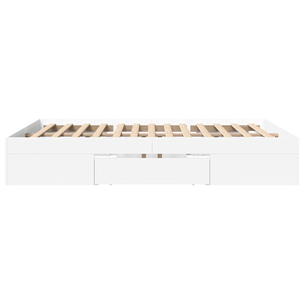Bedframe bewerkt hout wit 150x200 cm is nu te koop bij PeponiXL, paradijselijk wonen!