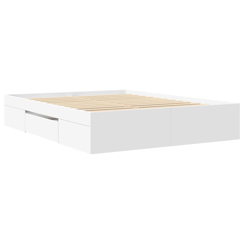Bedframe bewerkt hout wit 150x200 cm is nu te koop bij PeponiXL, paradijselijk wonen!