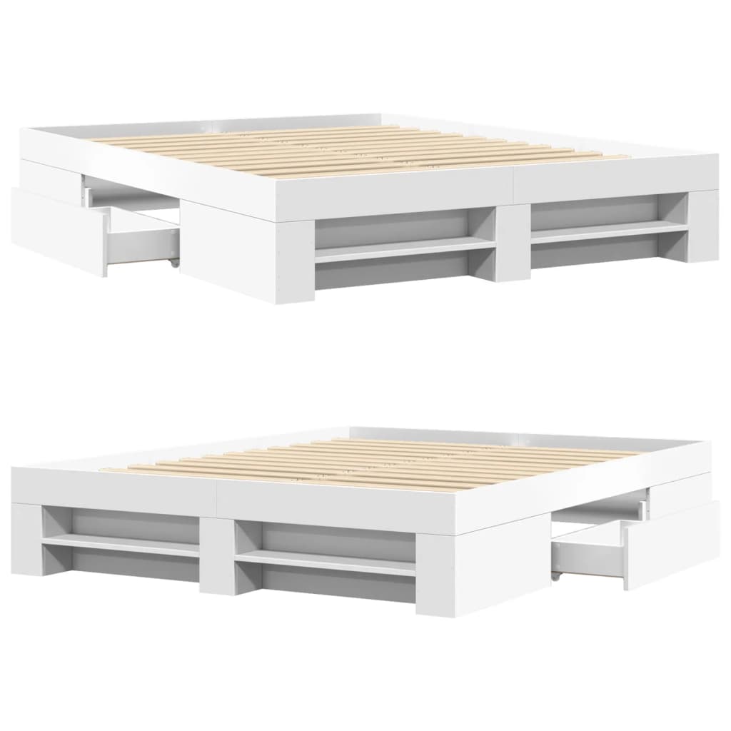 Bedframe bewerkt hout wit 150x200 cm is nu te koop bij PeponiXL, paradijselijk wonen!