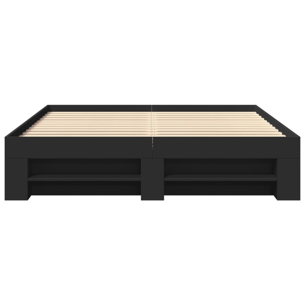 Bedframe bewerkt hout zwart 150x200 cm is nu te koop bij PeponiXL, paradijselijk wonen!