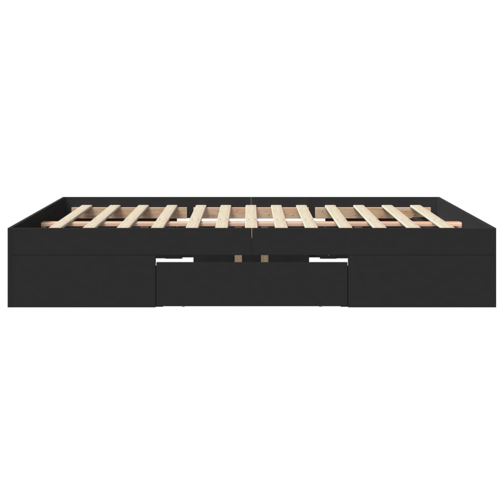 Bedframe bewerkt hout zwart 150x200 cm is nu te koop bij PeponiXL, paradijselijk wonen!