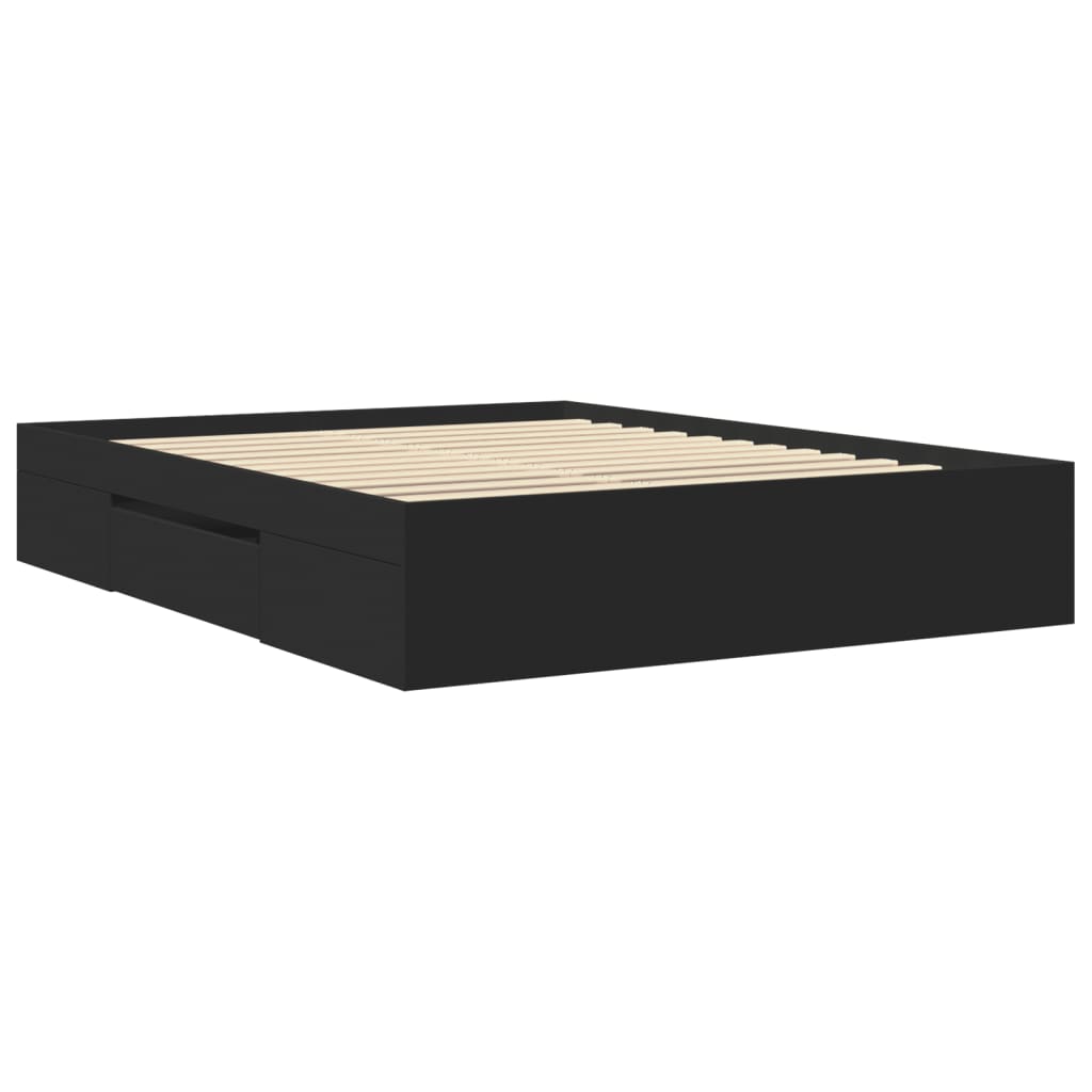 Bedframe bewerkt hout zwart 150x200 cm is nu te koop bij PeponiXL, paradijselijk wonen!