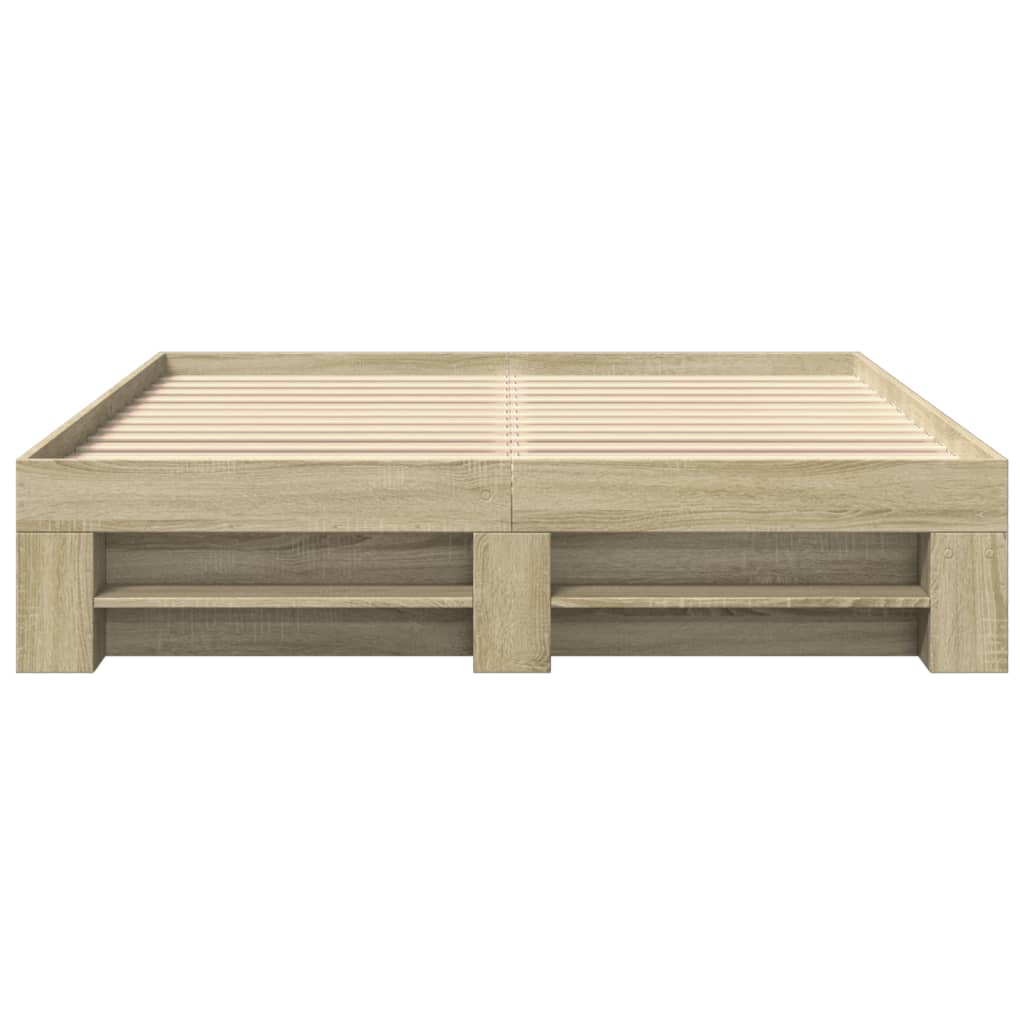 Bedframe zonder matras hout sonoma eikenkleurig 150x200 cm is nu te koop bij PeponiXL, paradijselijk wonen!