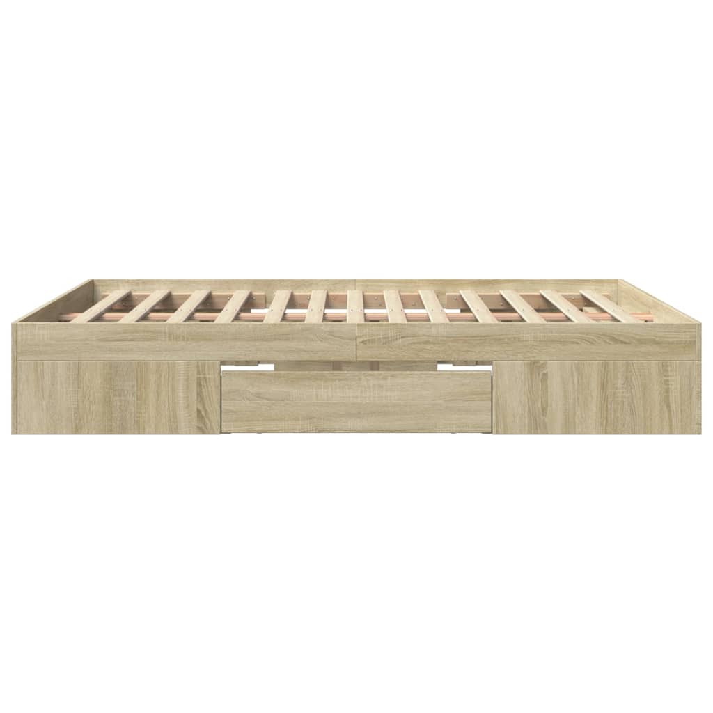 Bedframe zonder matras hout sonoma eikenkleurig 150x200 cm is nu te koop bij PeponiXL, paradijselijk wonen!