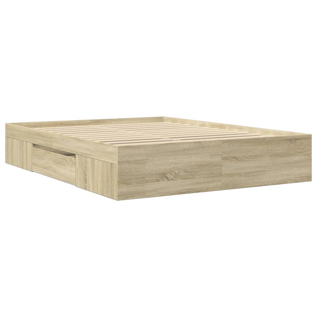 Bedframe zonder matras hout sonoma eikenkleurig 150x200 cm is nu te koop bij PeponiXL, paradijselijk wonen!