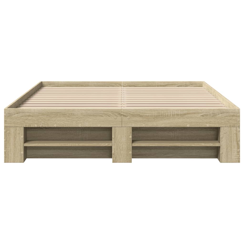 Bedframe zonder matras hout sonoma eikenkleurig 140x200 cm is nu te koop bij PeponiXL, paradijselijk wonen!