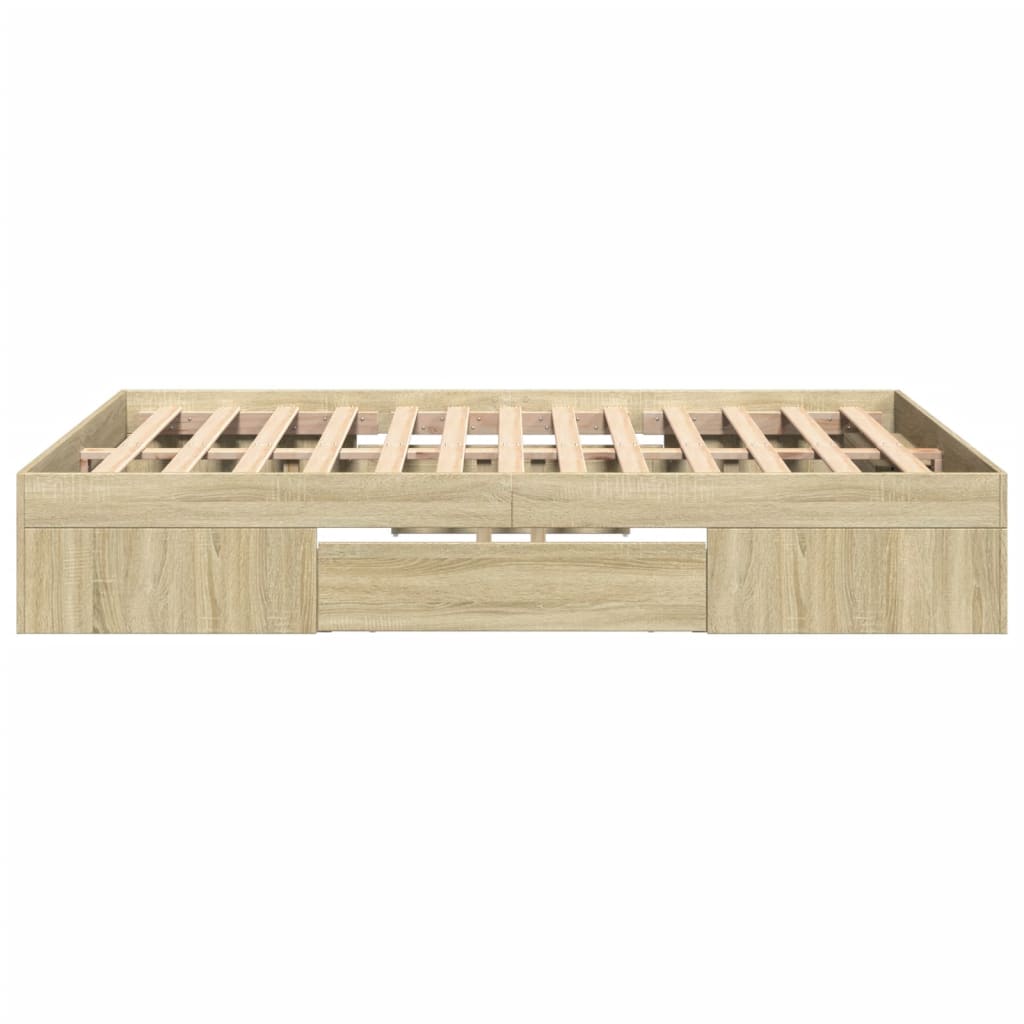 Bedframe zonder matras hout sonoma eikenkleurig 140x200 cm is nu te koop bij PeponiXL, paradijselijk wonen!