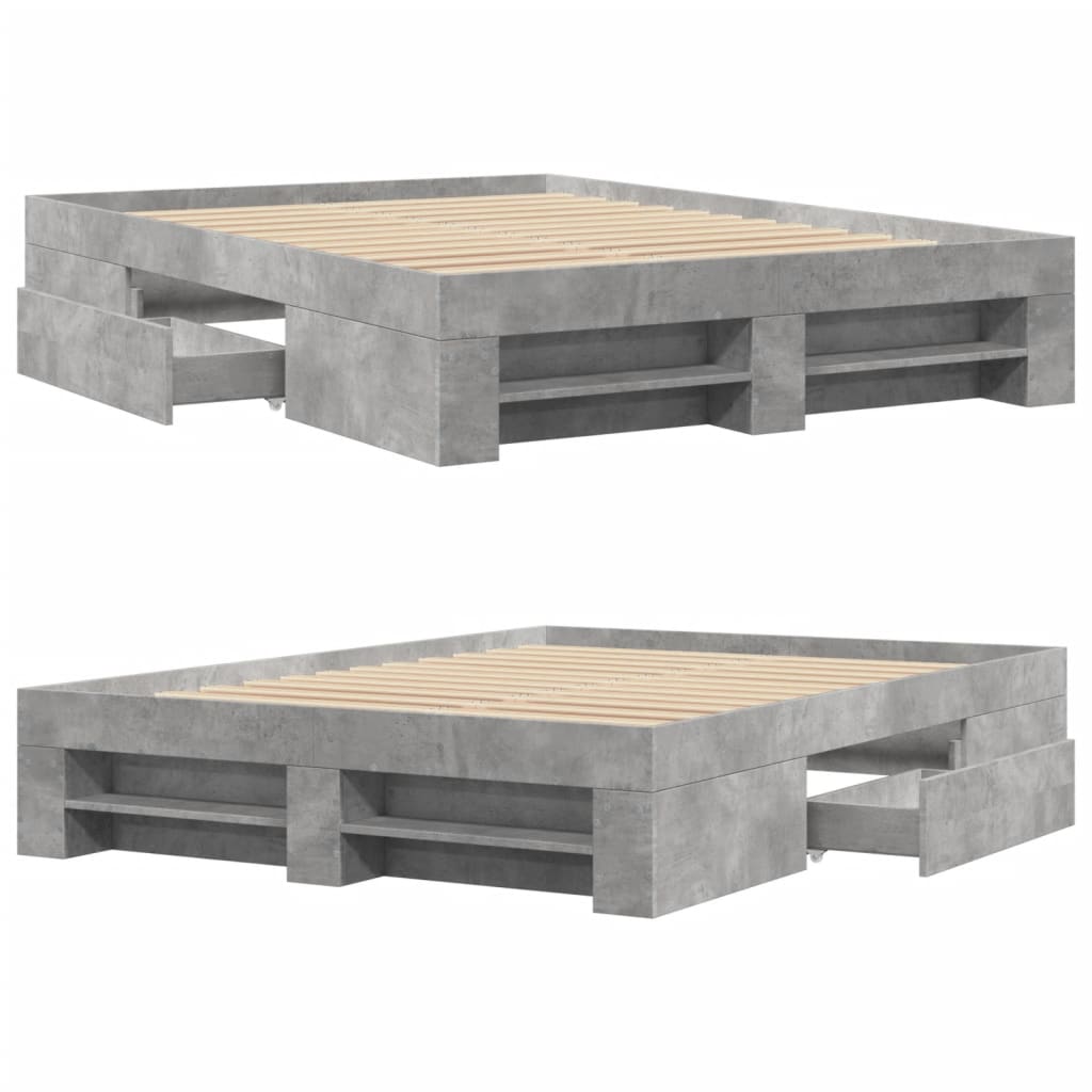 Bedframe bewerkt hout betongrijs 140x200 cm is nu te koop bij PeponiXL, paradijselijk wonen!