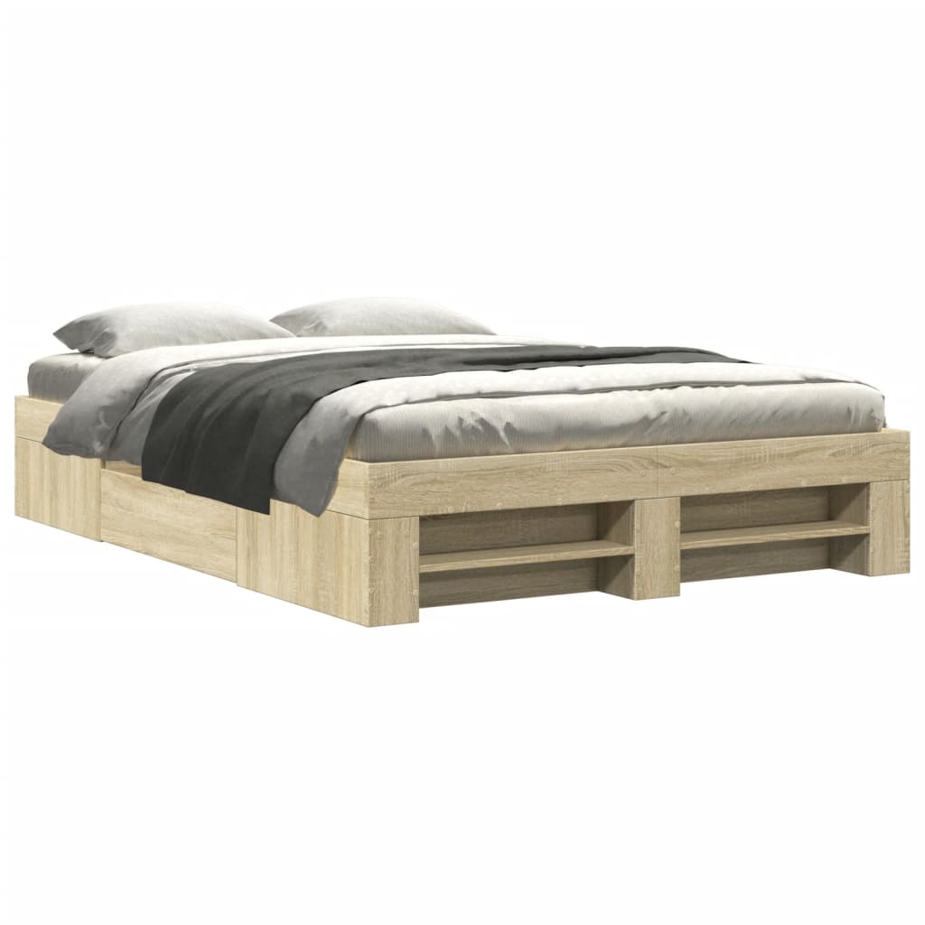 Bedframe zonder matras hout sonoma eikenkleurig 120x200 cm is nu te koop bij PeponiXL, paradijselijk wonen!
