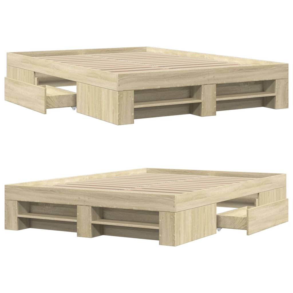 Bedframe zonder matras hout sonoma eikenkleurig 120x200 cm is nu te koop bij PeponiXL, paradijselijk wonen!
