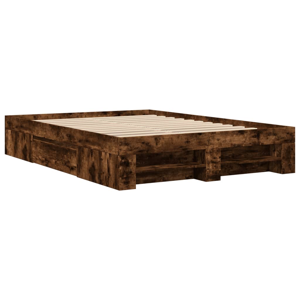 Bedframe zonder matras hout gerookt eikenkleurig 120x200 cm is nu te koop bij PeponiXL, paradijselijk wonen!
