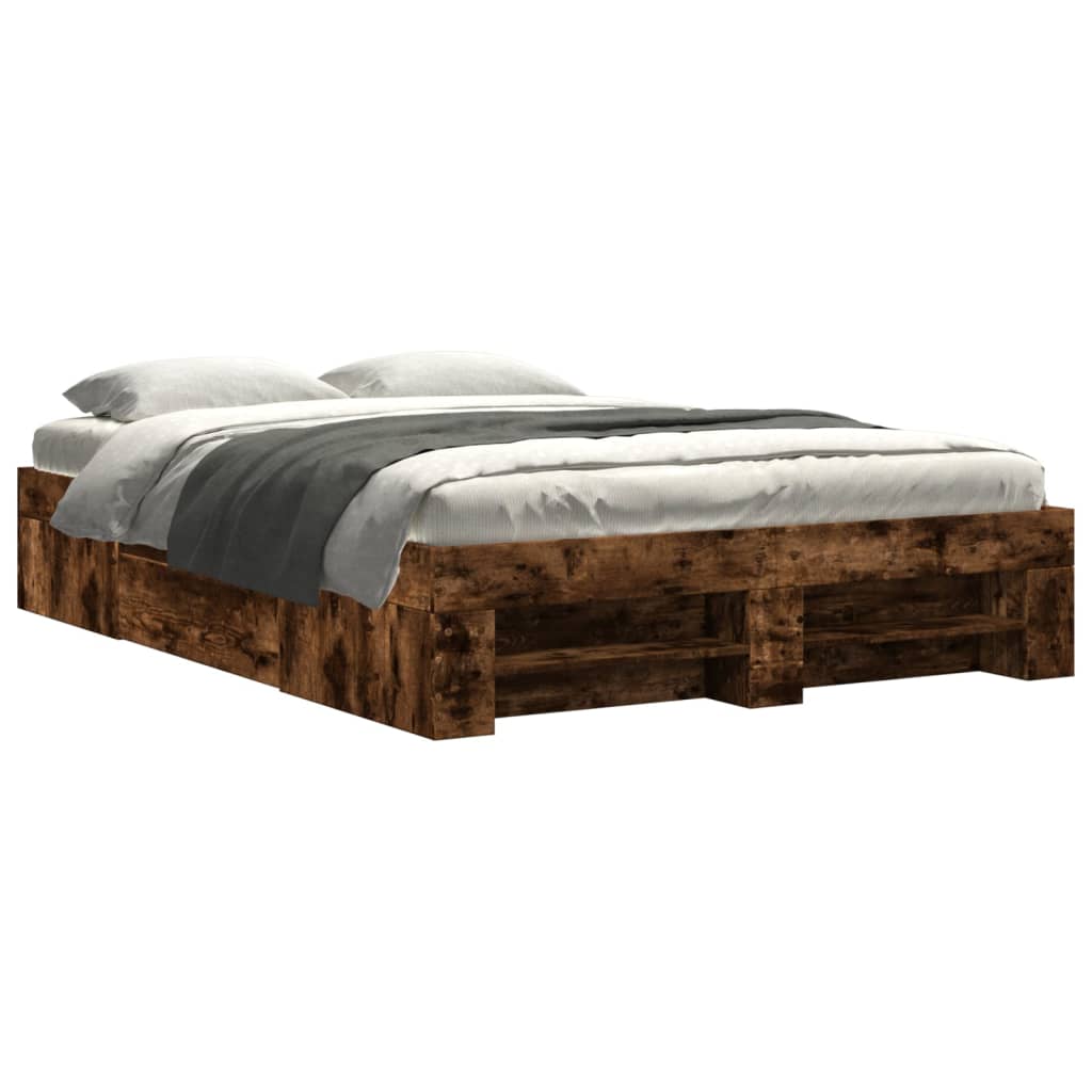 Bedframe zonder matras hout gerookt eikenkleurig 120x200 cm is nu te koop bij PeponiXL, paradijselijk wonen!