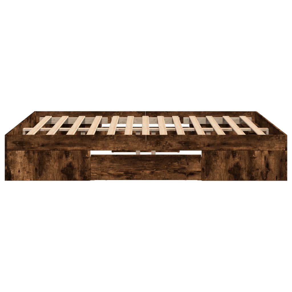 Bedframe zonder matras hout gerookt eikenkleurig 120x200 cm is nu te koop bij PeponiXL, paradijselijk wonen!