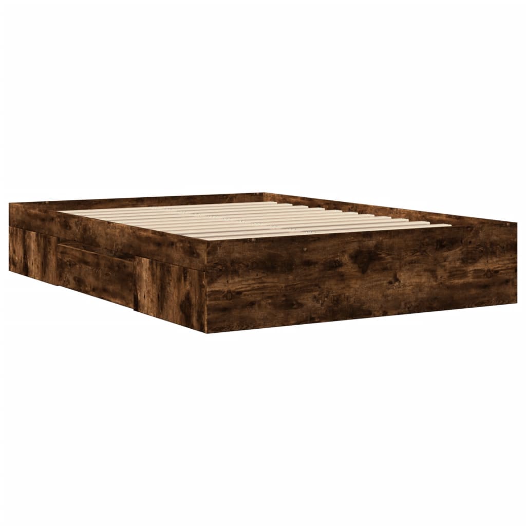 Bedframe zonder matras hout gerookt eikenkleurig 120x200 cm is nu te koop bij PeponiXL, paradijselijk wonen!