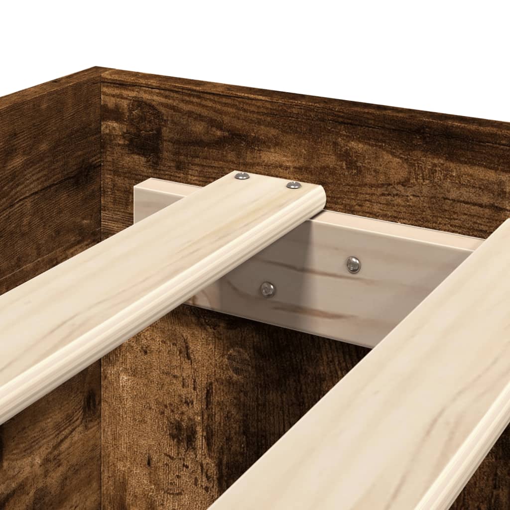 Bedframe zonder matras hout gerookt eikenkleurig 120x200 cm is nu te koop bij PeponiXL, paradijselijk wonen!