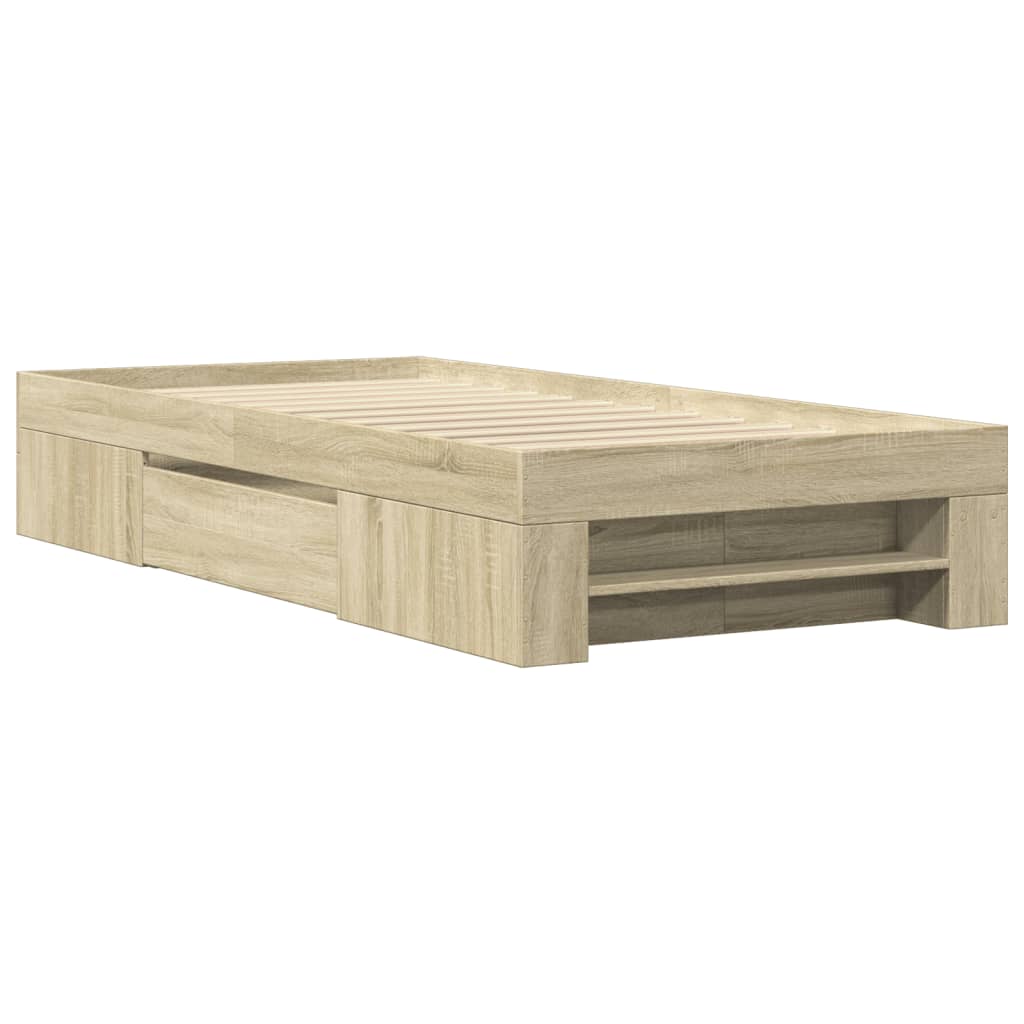 Bedframe zonder matras hout sonoma eikenkleurig 100x200 cm is nu te koop bij PeponiXL, paradijselijk wonen!
