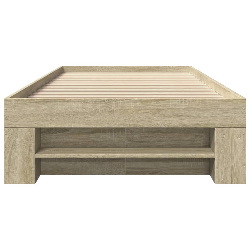 Bedframe zonder matras hout sonoma eikenkleurig 100x200 cm is nu te koop bij PeponiXL, paradijselijk wonen!