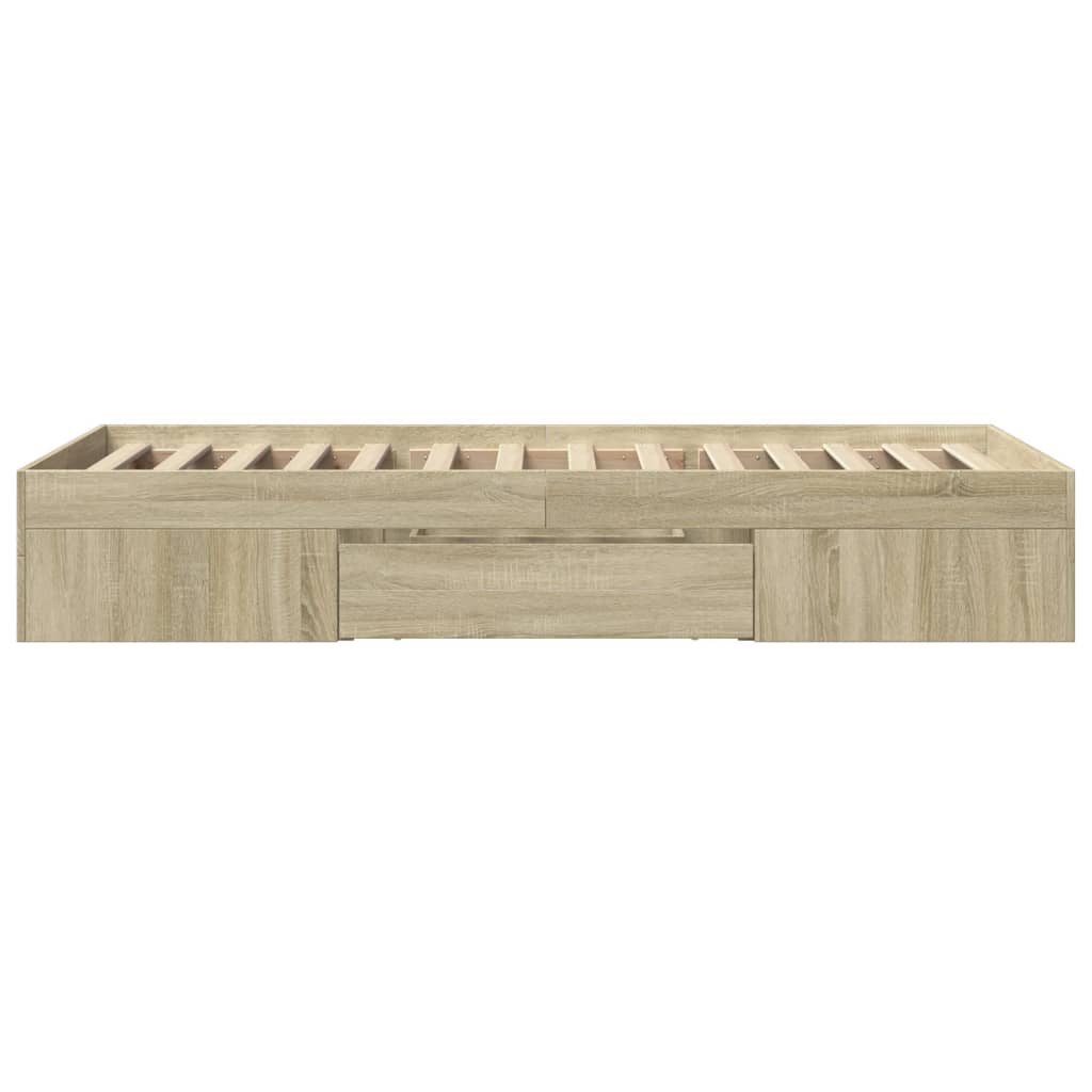 Bedframe zonder matras hout sonoma eikenkleurig 100x200 cm is nu te koop bij PeponiXL, paradijselijk wonen!