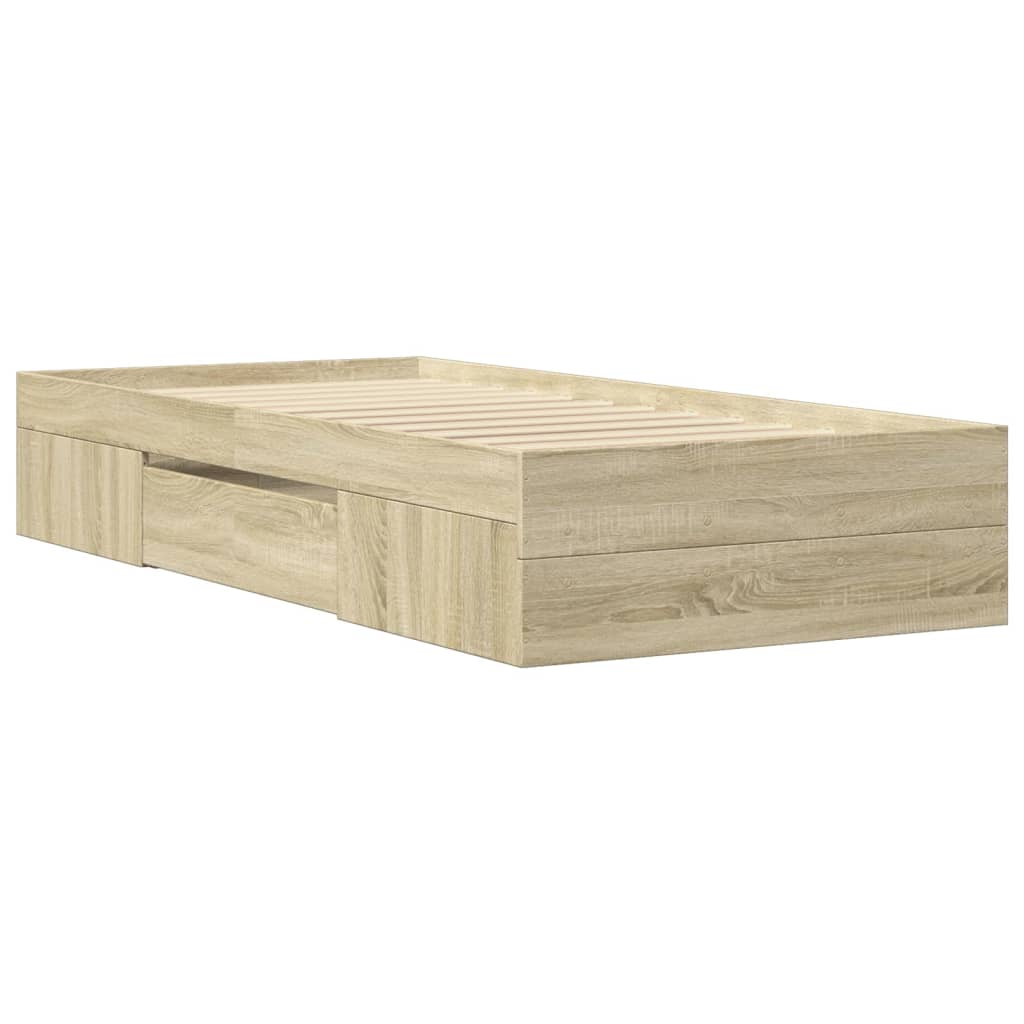 Bedframe zonder matras hout sonoma eikenkleurig 100x200 cm is nu te koop bij PeponiXL, paradijselijk wonen!