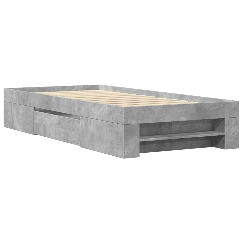 Bedframe bewerkt hout betongrijs 100x200 cm is nu te koop bij PeponiXL, paradijselijk wonen!