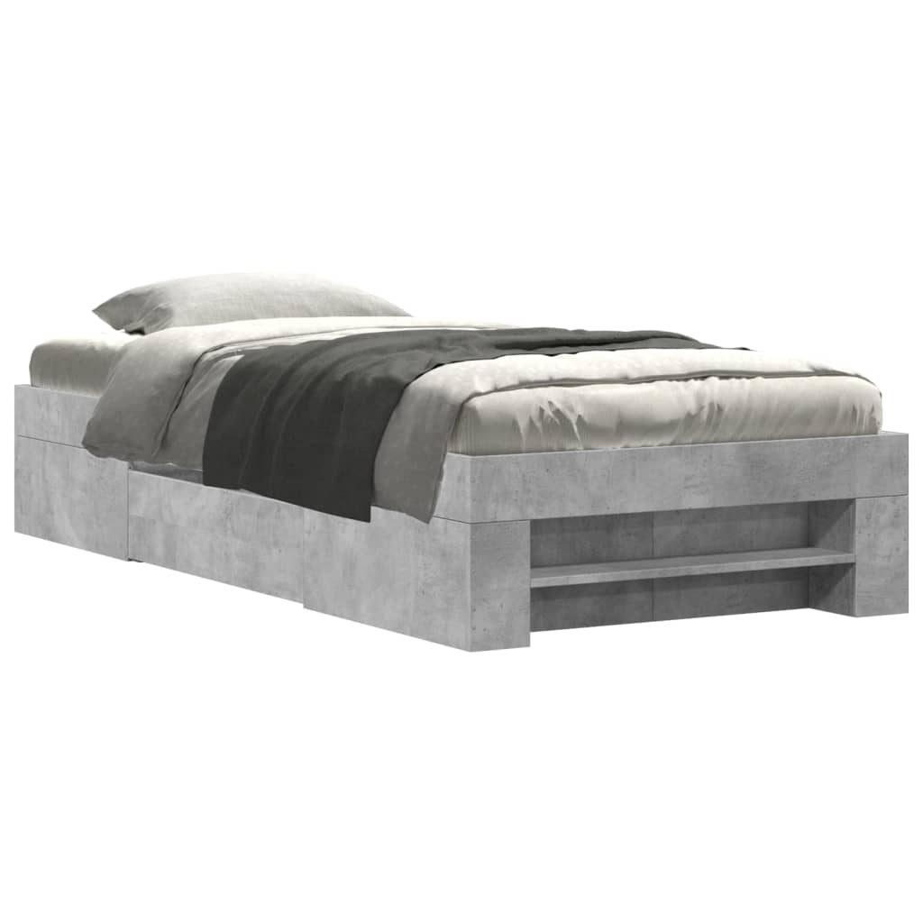 Bedframe bewerkt hout betongrijs 100x200 cm is nu te koop bij PeponiXL, paradijselijk wonen!