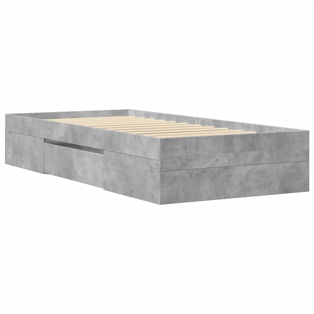 Bedframe bewerkt hout betongrijs 100x200 cm is nu te koop bij PeponiXL, paradijselijk wonen!