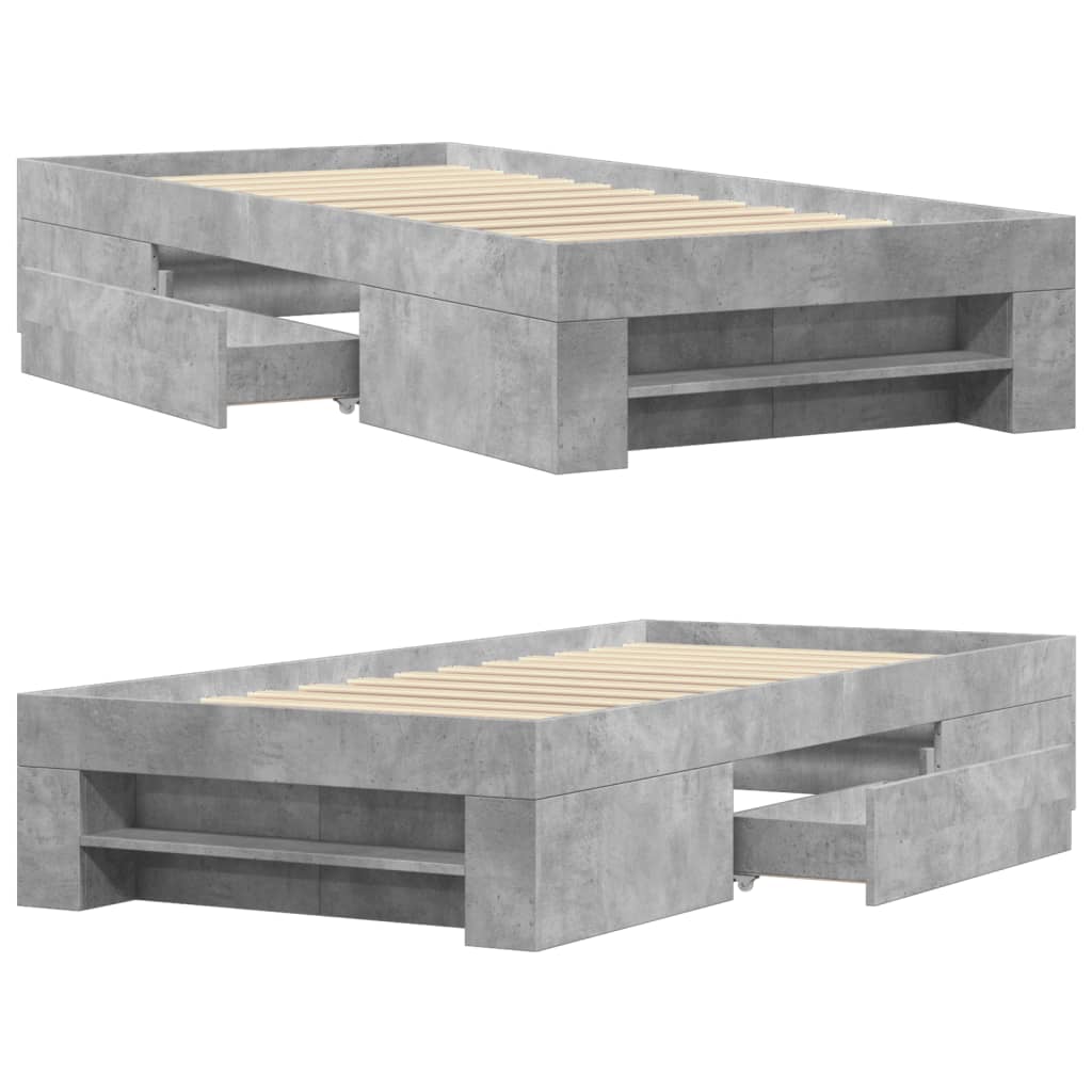 Bedframe bewerkt hout betongrijs 100x200 cm is nu te koop bij PeponiXL, paradijselijk wonen!
