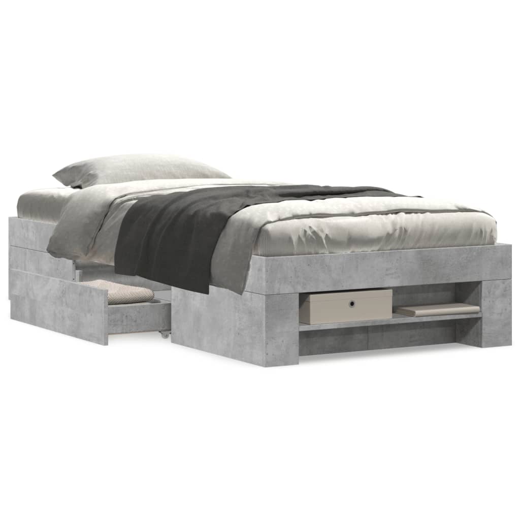 Bedframe bewerkt hout betongrijs 100x200 cm is nu te koop bij PeponiXL, paradijselijk wonen!