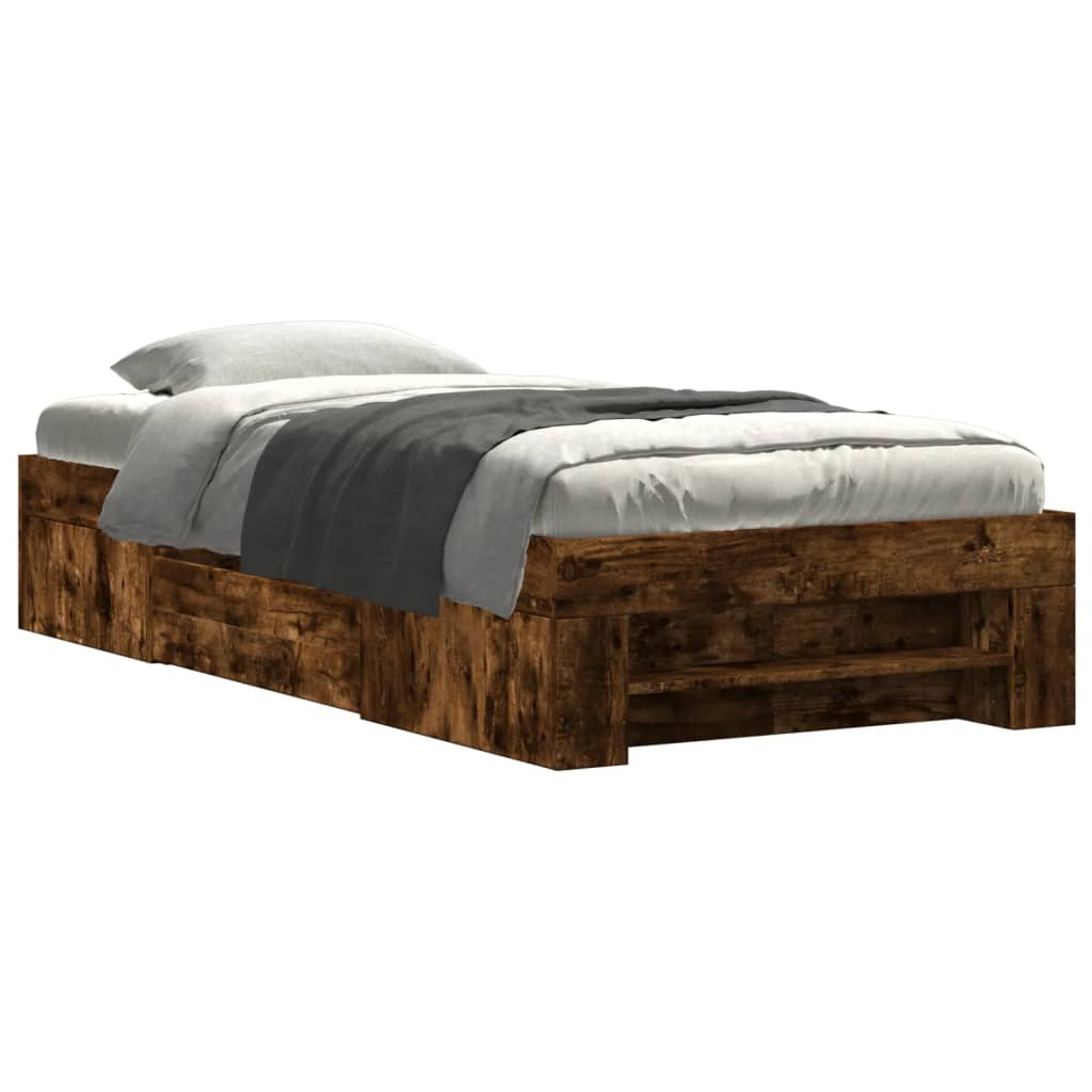 Bedframe zonder matras hout gerookt eikenkleurig 100x200 cm is nu te koop bij PeponiXL, paradijselijk wonen!