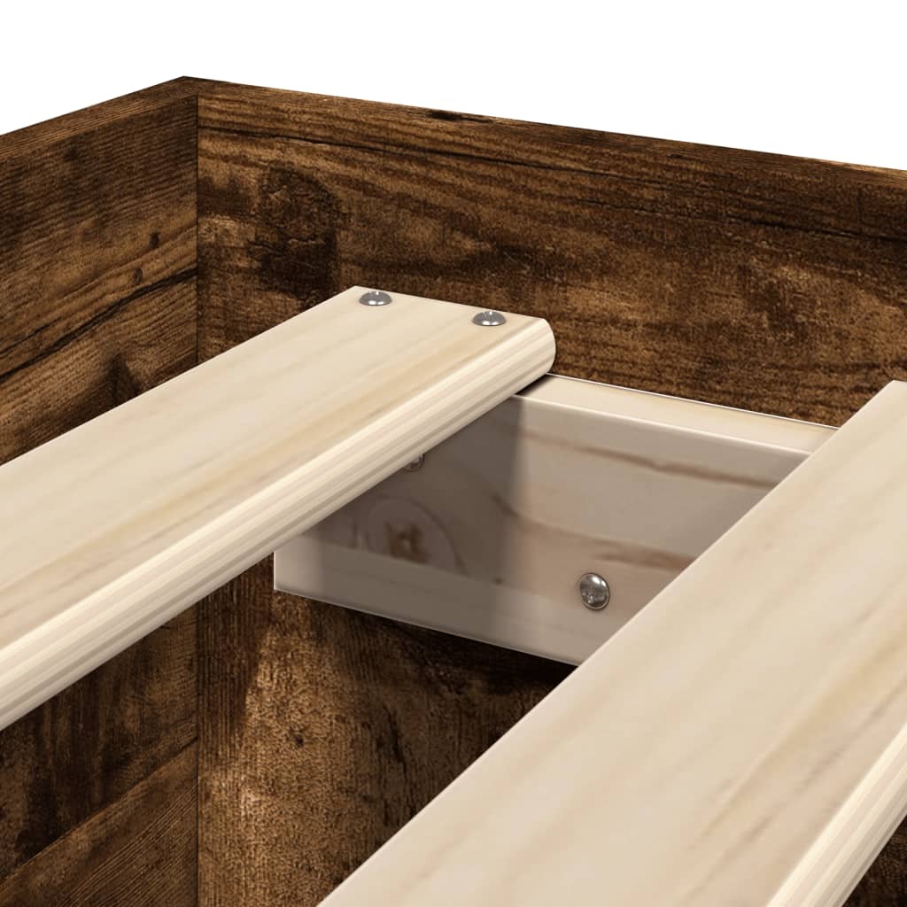 Bedframe zonder matras hout gerookt eikenkleurig 100x200 cm is nu te koop bij PeponiXL, paradijselijk wonen!