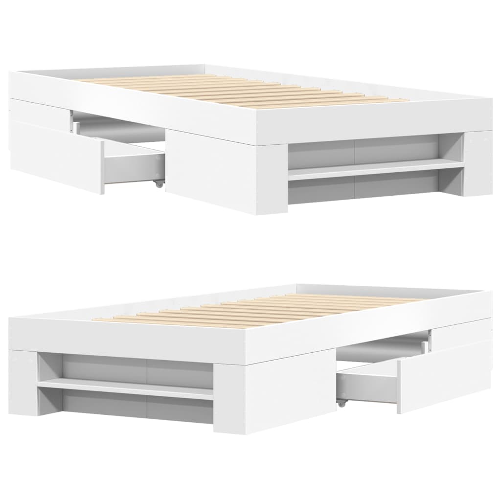 Bedframe bewerkt hout wit 90x200 cm is nu te koop bij PeponiXL, paradijselijk wonen!