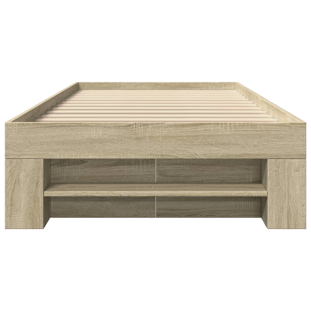 Bedframe zonder matras hout sonoma eikenkleurig 90x200 cm is nu te koop bij PeponiXL, paradijselijk wonen!
