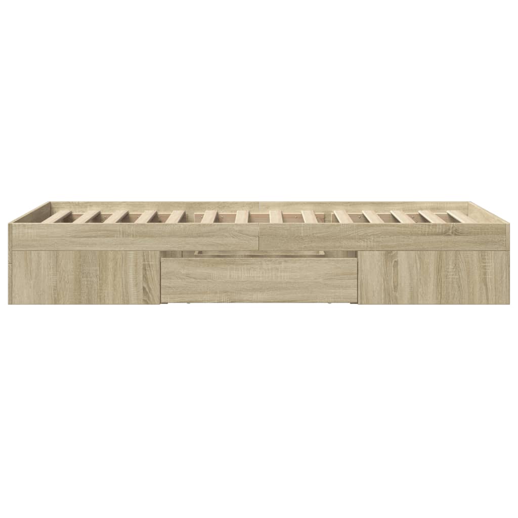 Bedframe zonder matras hout sonoma eikenkleurig 90x200 cm is nu te koop bij PeponiXL, paradijselijk wonen!