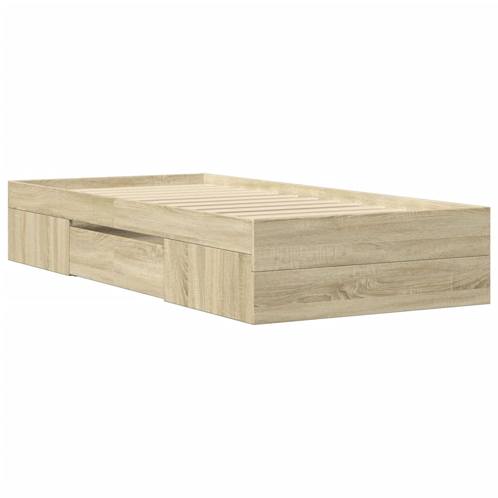 Bedframe zonder matras hout sonoma eikenkleurig 90x200 cm is nu te koop bij PeponiXL, paradijselijk wonen!