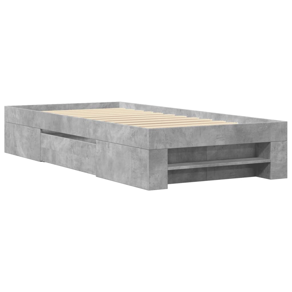 Bedframe bewerkt hout betongrijs 90x200 cm is nu te koop bij PeponiXL, paradijselijk wonen!