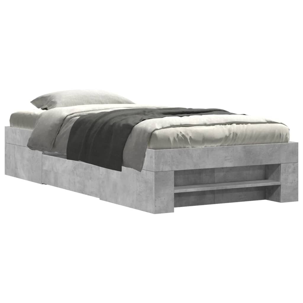 Bedframe bewerkt hout betongrijs 90x200 cm is nu te koop bij PeponiXL, paradijselijk wonen!