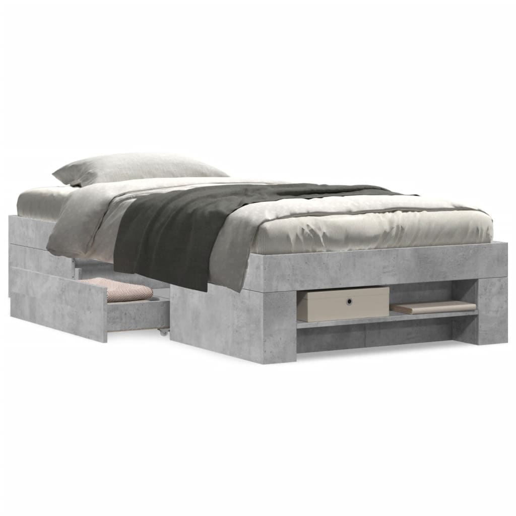 Bedframe bewerkt hout betongrijs 90x200 cm is nu te koop bij PeponiXL, paradijselijk wonen!