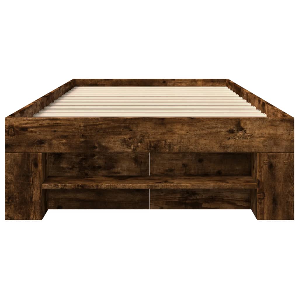 Bedframe zonder matras hout gerookt eikenkleurig 90x200 cm is nu te koop bij PeponiXL, paradijselijk wonen!